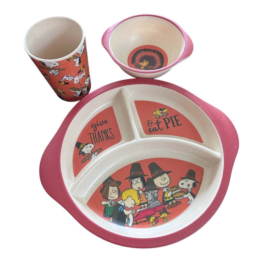 Peanuts Thanksgiving 3-Piece Bamboo Dinnerware Set